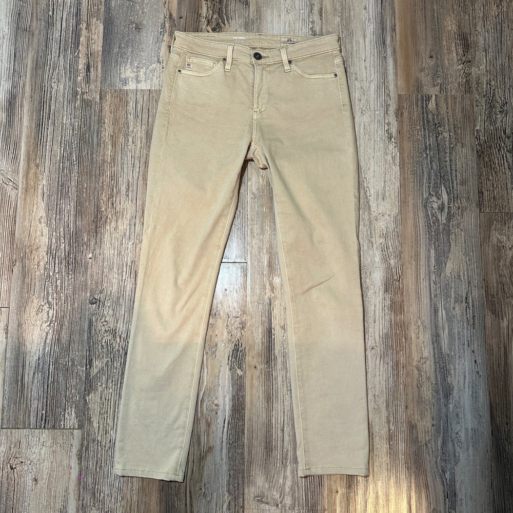AG Adriano Goldschmied The Prima Cigarette Leg Jeans Tan Khaki 25R